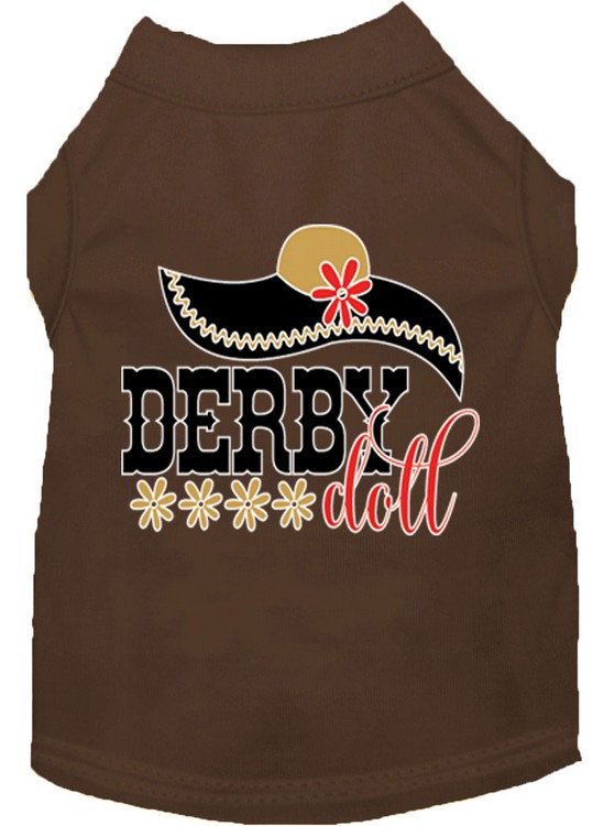 Derby Doll Screen Print Dog Shirt Brown XL